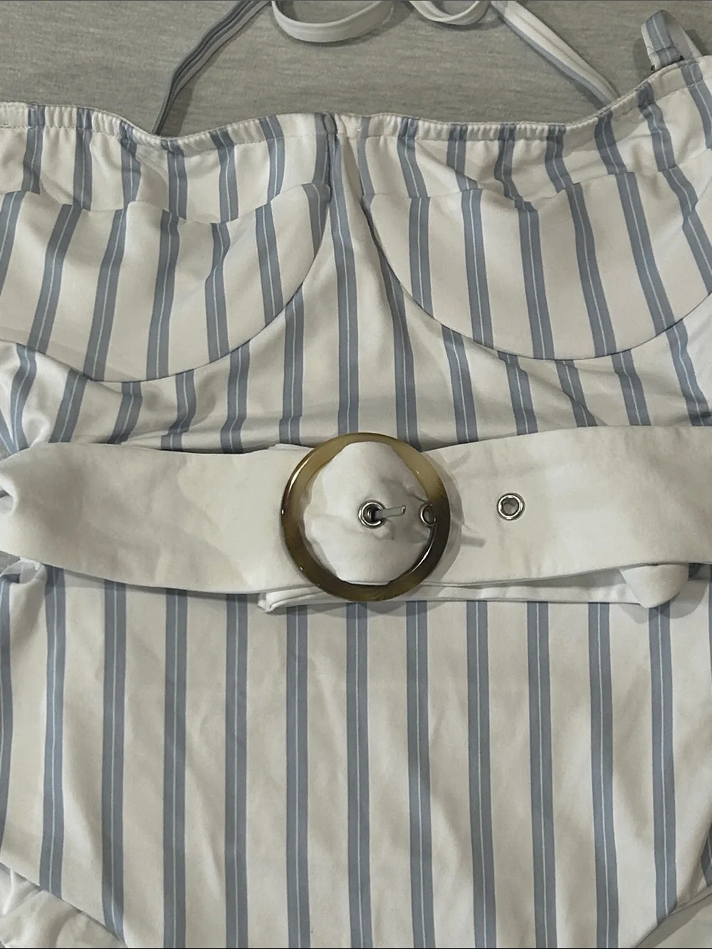Revel Ray Striped Blue & White Belted One-Piece Swimsuit NWT Sz S - Picture 4 of 10